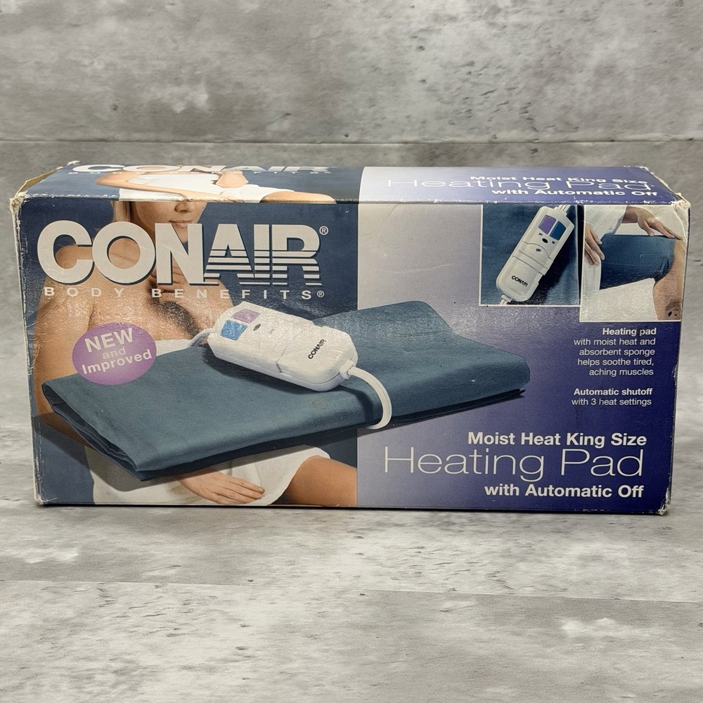 CONAIR King Size Heating Pad Moist/Dry Heat 3 Settings, Auto Off-SHIPS FREE